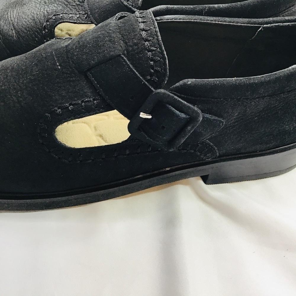 ROCKPORT Size 9 1/2 Mary Jane Loafer Flats Shoes Suede Leather Buckle Black - Picture 5 of 11